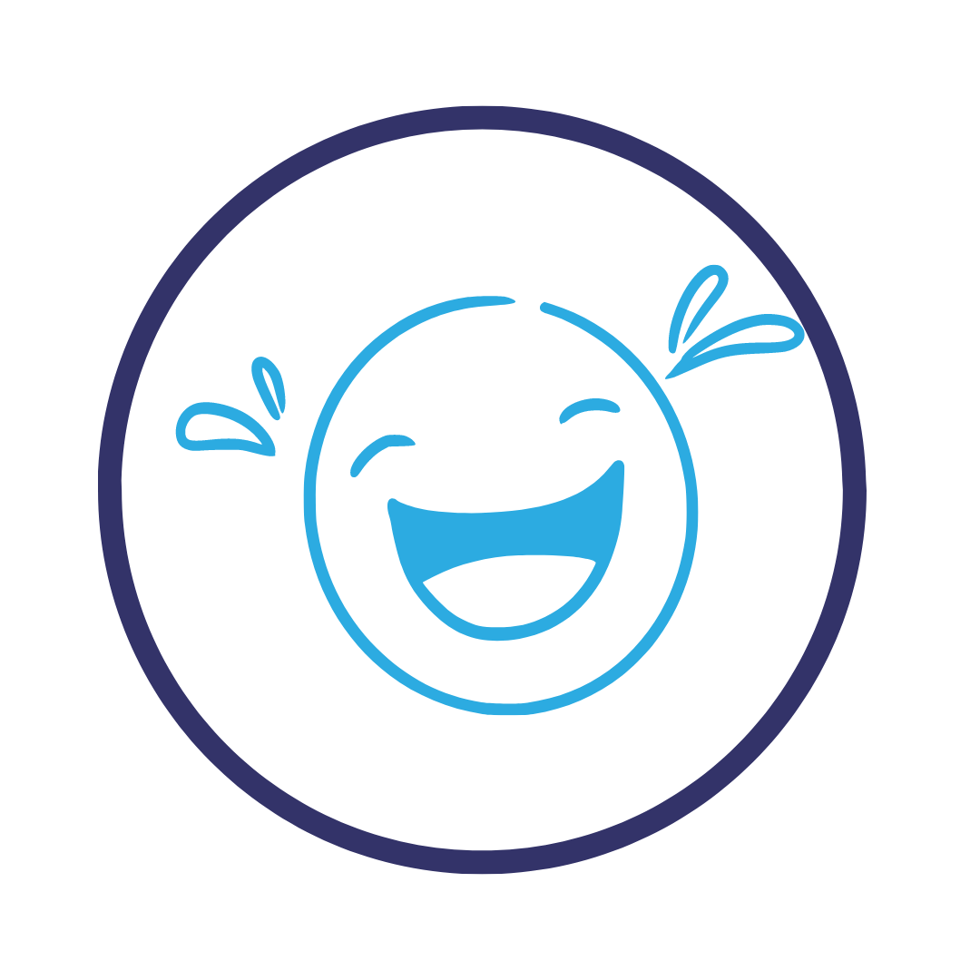 laughing icon within a circle